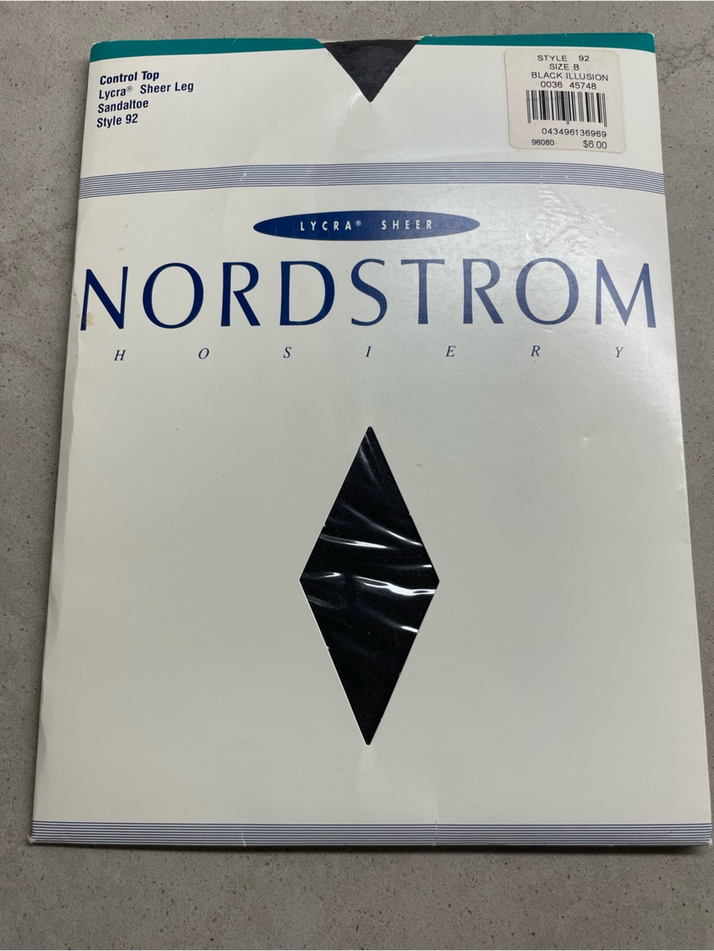 Nordstrom Control Top Sheer Pantyhose Black Illusion SzB Sandal Toe Vintage New